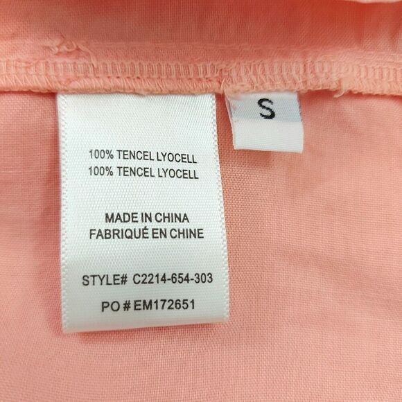 Anthropologie Cloth & Stone Tencel Blouse Shirt Womens Small Peach Button Up - Picture 11 of 11